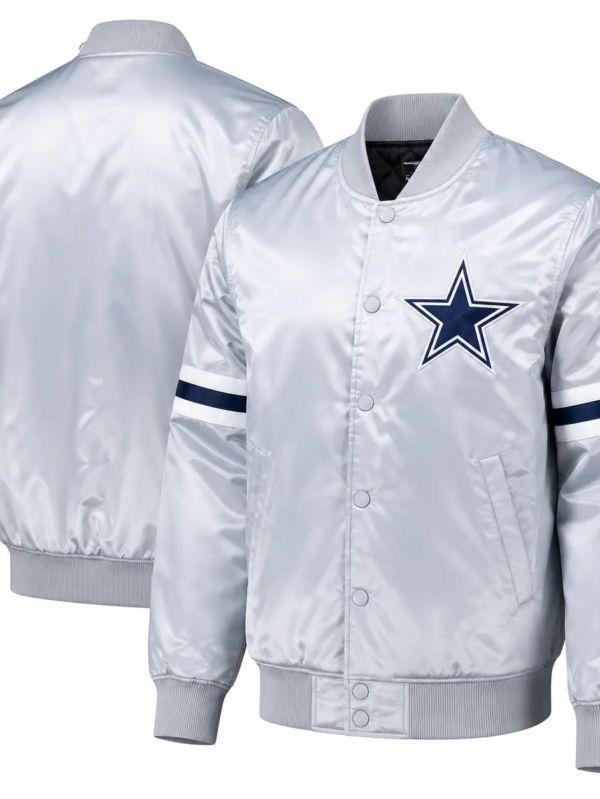 Dallas Cowboys Silver Satin Letterman Jacket