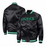 Philadelphia Eagles Black Satin Varsity Jacket