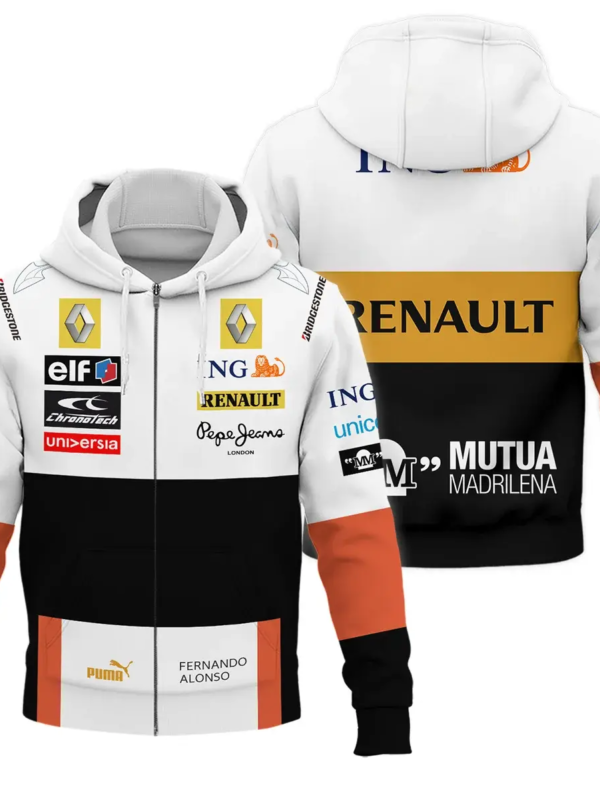 Fernando Alonso 2008 Renault F1 Heritage Zipper Hoodie
