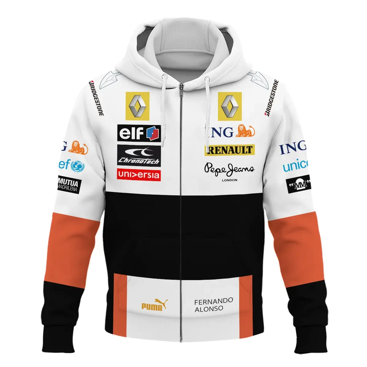 Fernando Alonso 2008 Renault F1 Heritage Zipper Hoodie