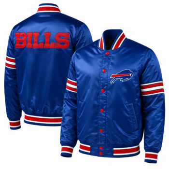 Men's Buffalo Bills Starter Royal Midfield Satin Varsity Jacket