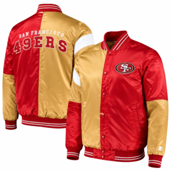 San Francisco 49ers Varsity Satin Jacket – Scarlet/Gold