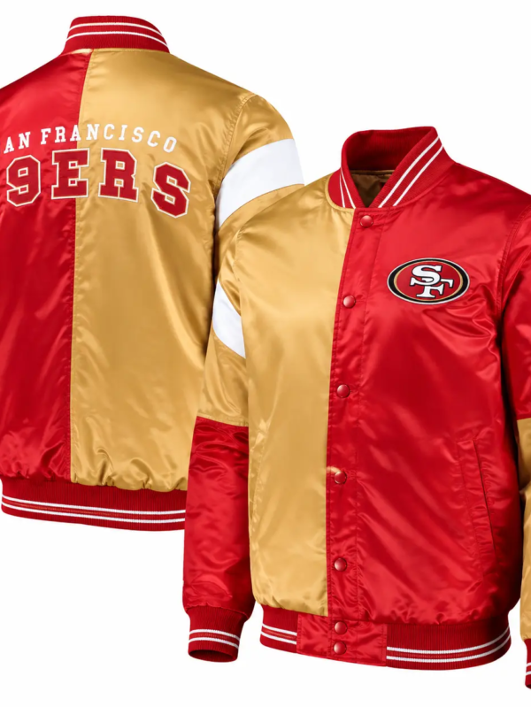 San Francisco 49ers Varsity Satin Jacket – Scarlet/Gold