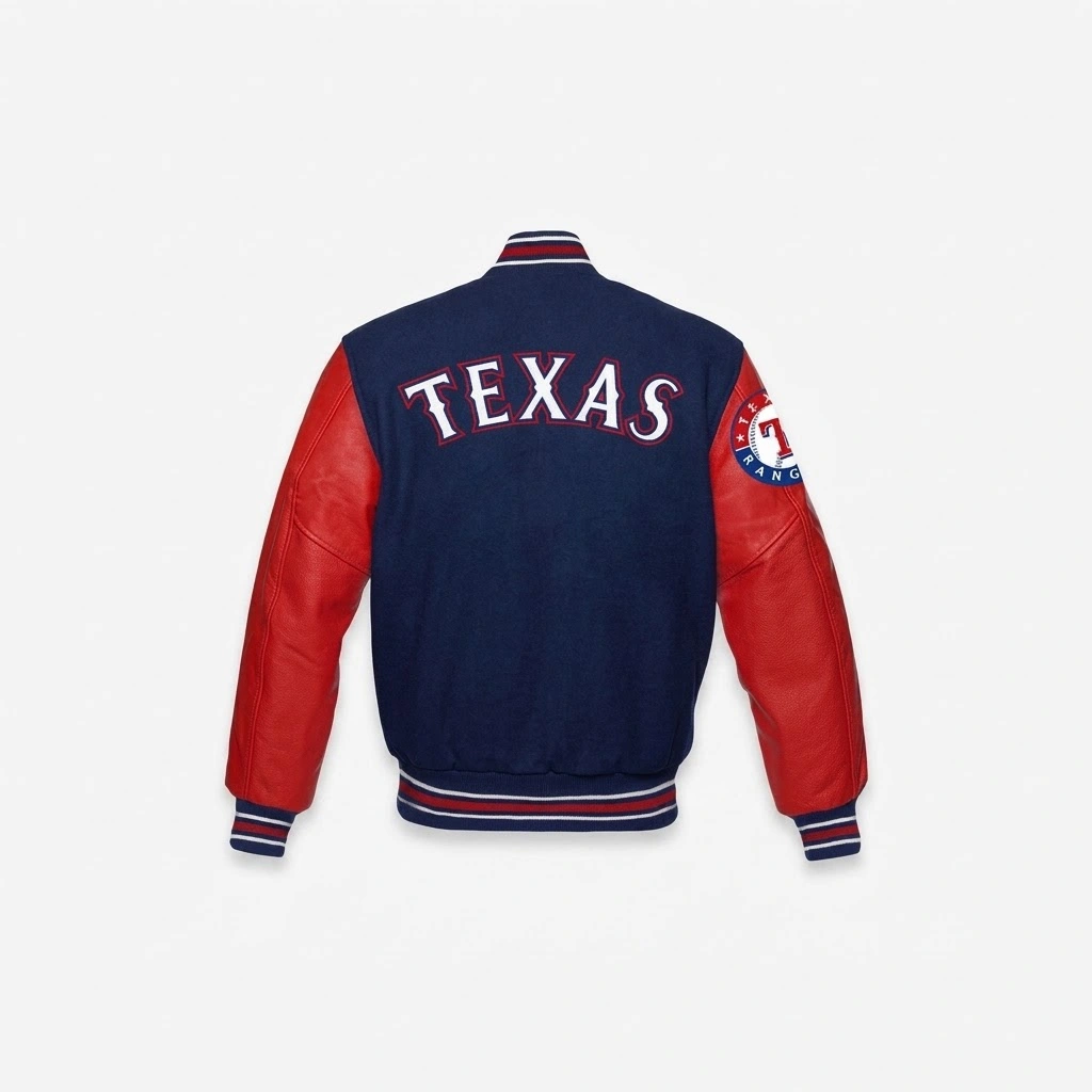 Texas Rangers Letterman Jacket Red Blue Varsity