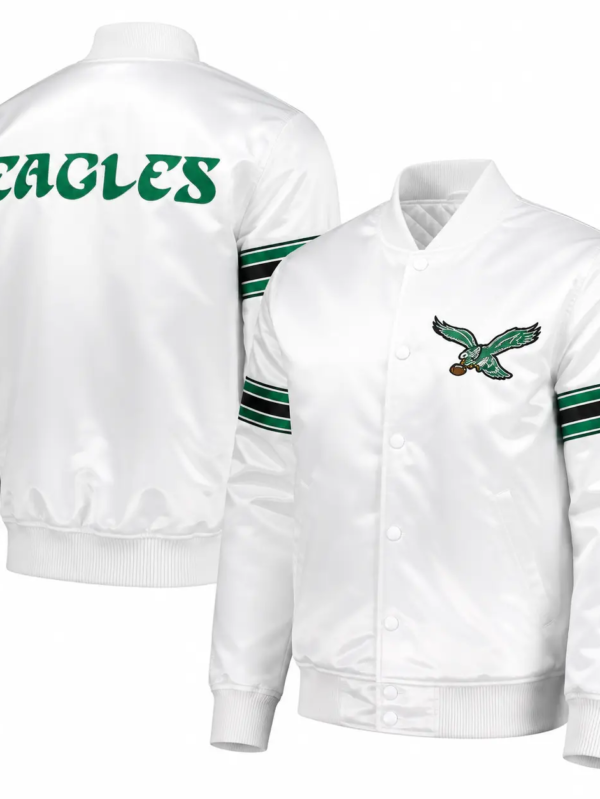 Philadelphia Eagles White Satin Varsity Jacket
