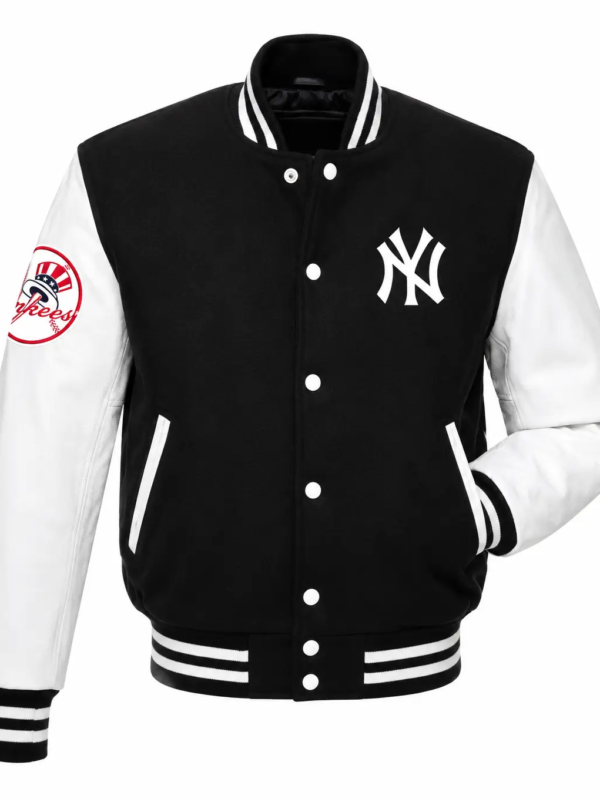 NY Yankees Black Wool Leather Varsity Jacket
