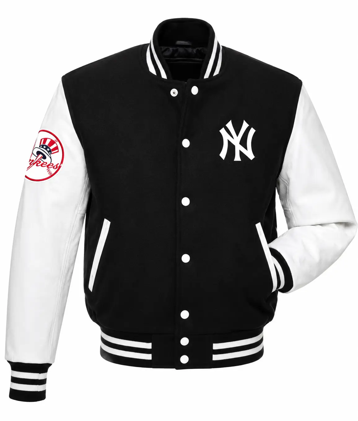 NY Yankees Black Wool Leather Varsity Jacket
