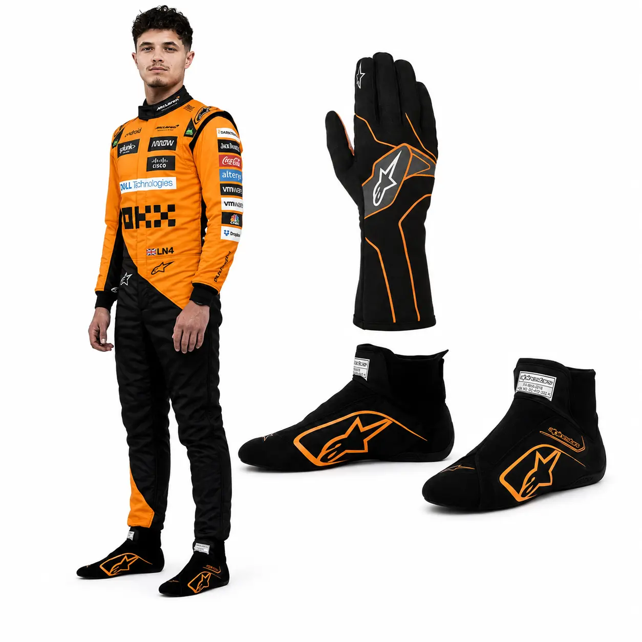 Lando Norris McLaren Kart Race Suit with Shoes & Gloves Lando Norris McLaren Kart Race Suit with Shoes & Gloves