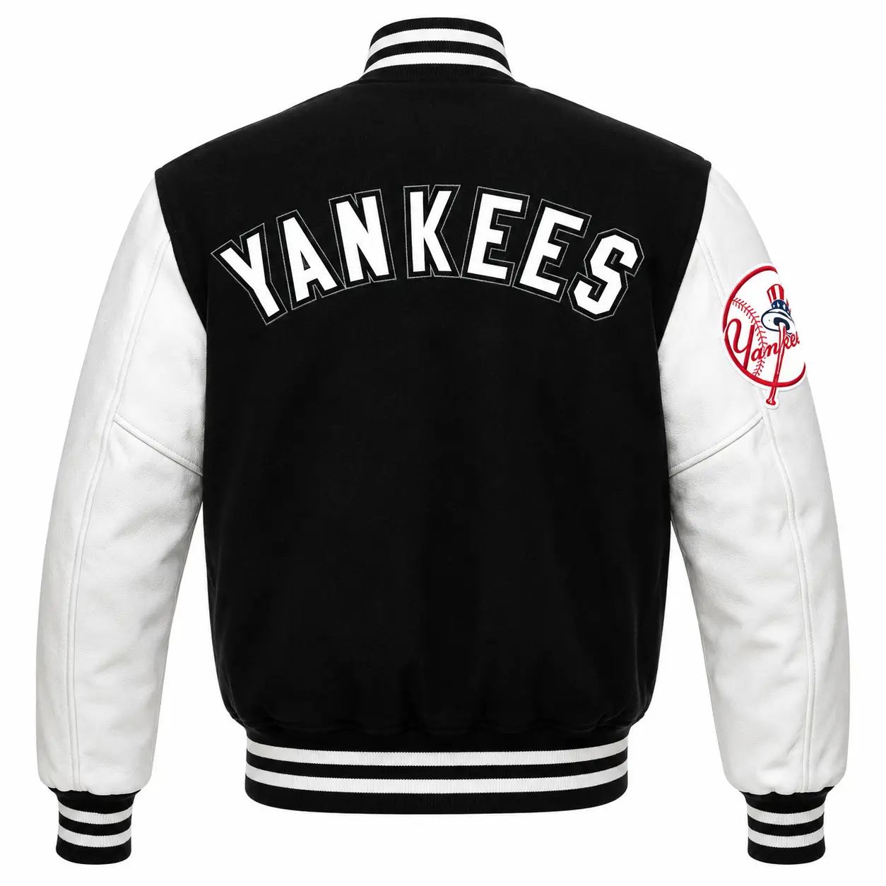 NY Yankees Black Wool Leather Varsity Jacket