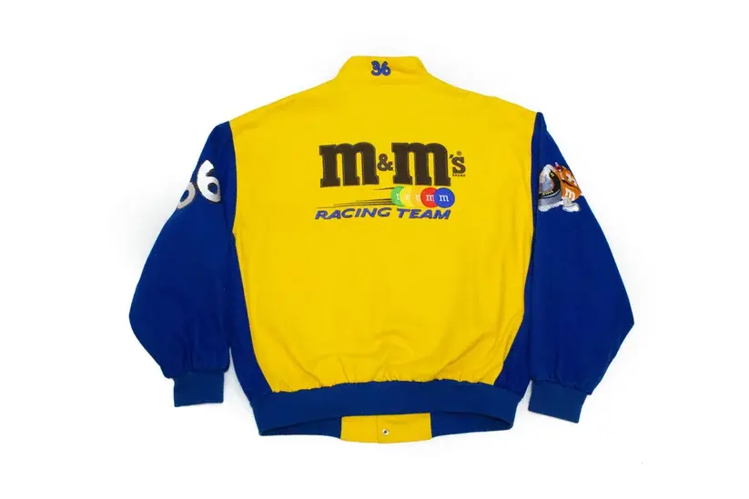M&M NASCAR Racing Jacket Yellow & Blue Varsity
