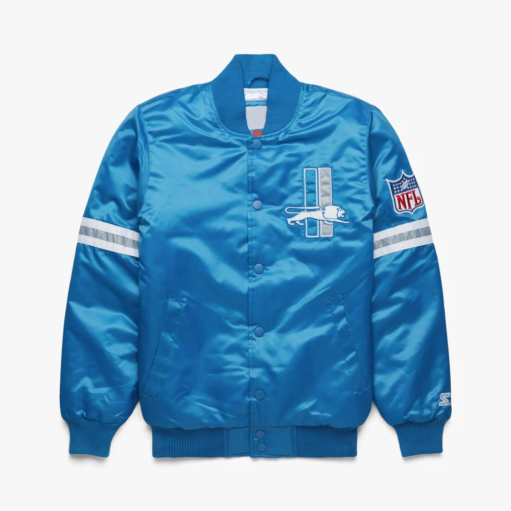Detroit Lions Pick and Roll Blue Varsity Jacket Detroit Lions Pick and Roll Blue Varsity Jacket