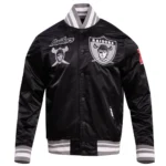 Las Vegas Raiders Retro Black Satin Varsity Jacket