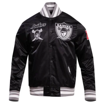 Las Vegas Raiders Retro Black Satin Varsity Jacket