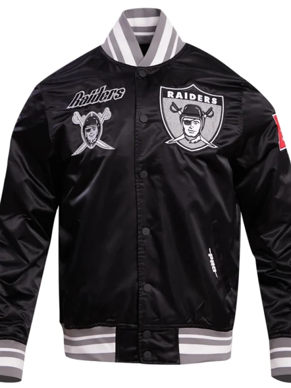 Las Vegas Raiders Retro Black Satin Varsity Jacket