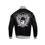 Las Vegas Raiders Retro Black Satin Varsity Jacket