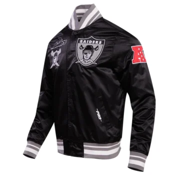 Las Vegas Raiders Retro Black Satin Varsity Jacket