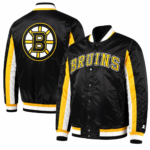 Men's Boston Bruins Starter Black/Gold Varsity Satin Jacket