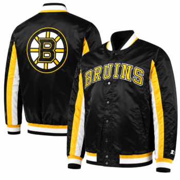 Men's Boston Bruins Starter Black/Gold Varsity Satin Jacket