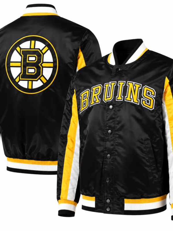 Men's Boston Bruins Starter Black/Gold Varsity Satin Jacket