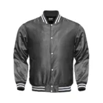 Lightweight Dark Gray Satin Bomber Jacket