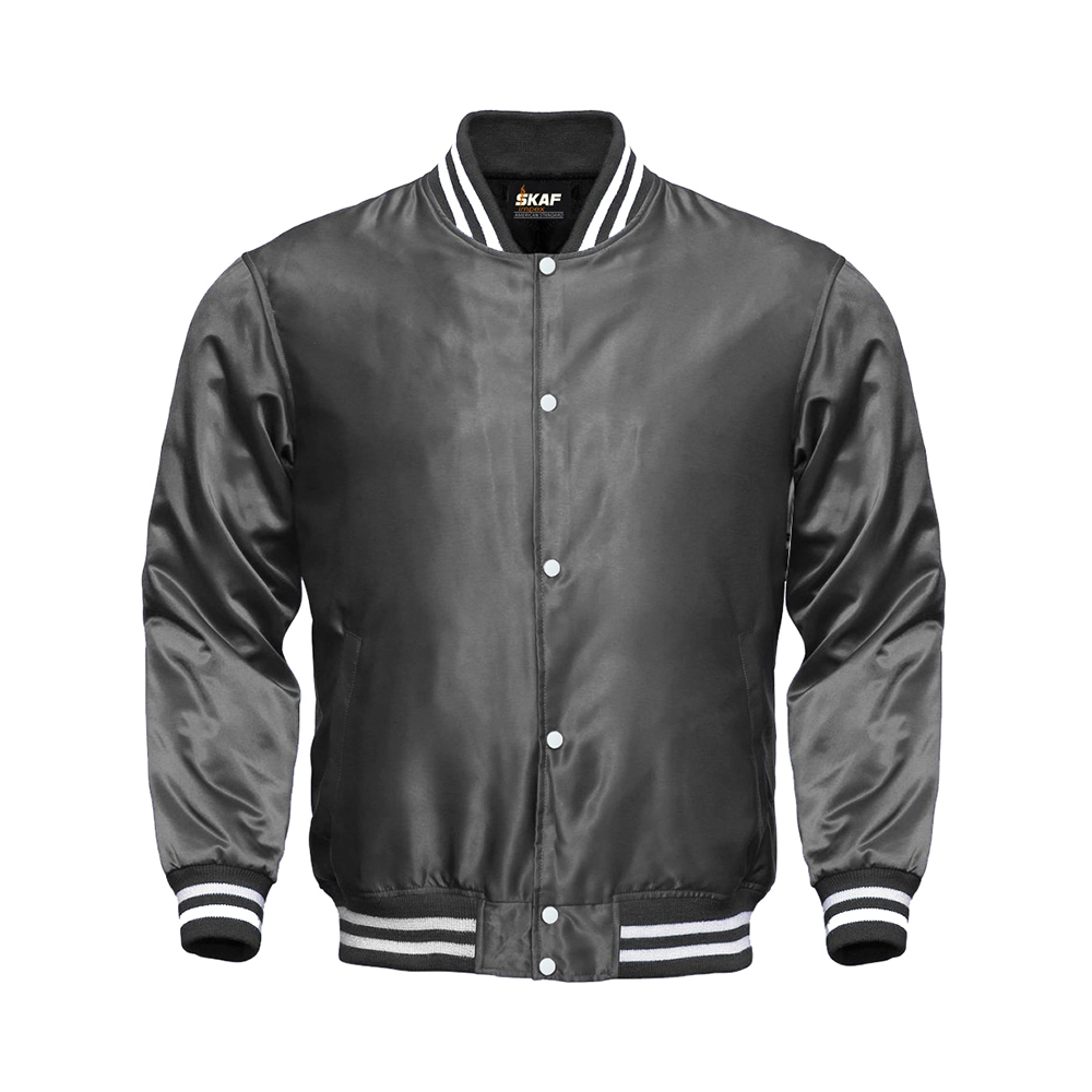Lightweight Dark Gray Satin Bomber Jacket Lightweight Dark Gray Satin Bomber Jacket