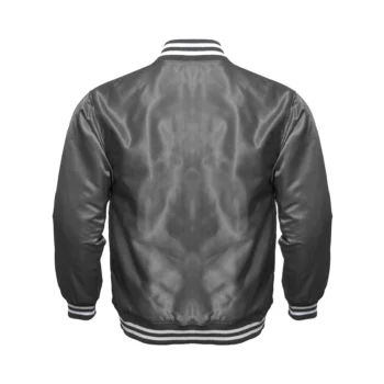 Lightweight Dark Gray Satin Bomber Jacket