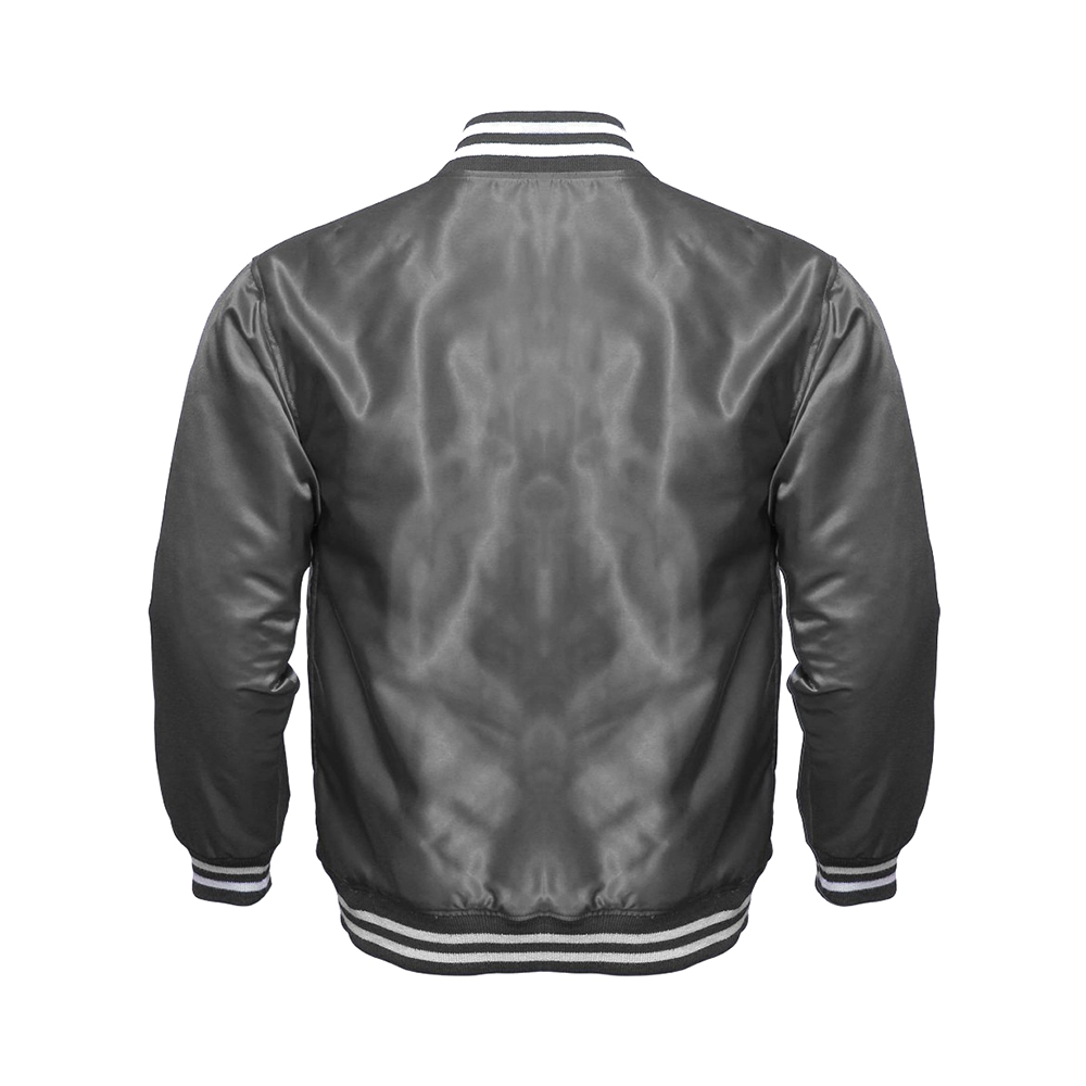 Lightweight Dark Gray Satin Bomber Jacket Lightweight Dark Gray Satin Bomber Jacket