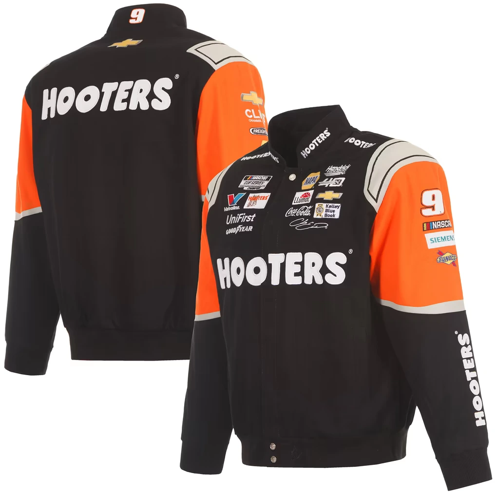 Hooters Chase Elliott NASCAR Jacket Black Orange