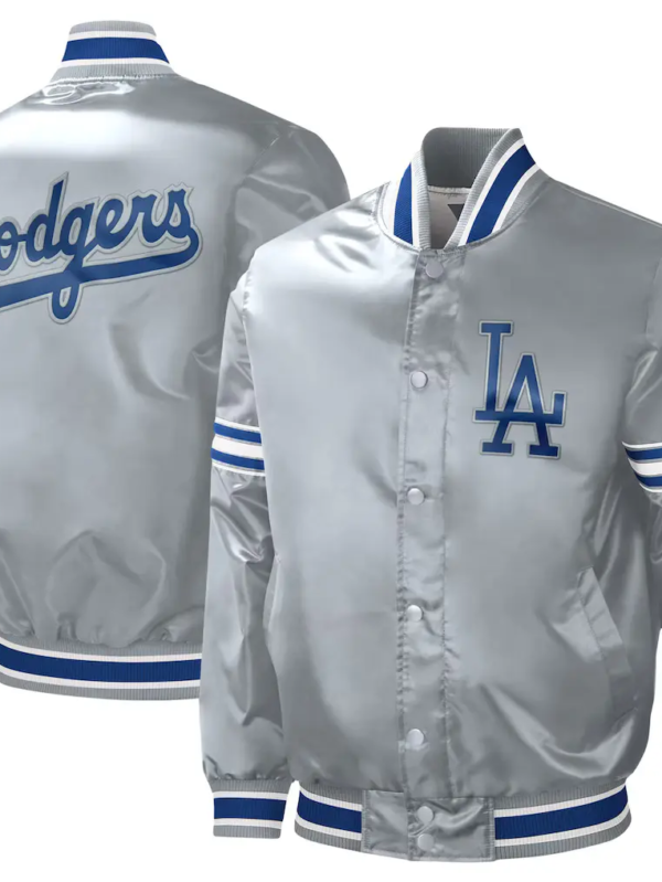 Los Angeles Dodgers Gray Slider Satin Varsity Jacket