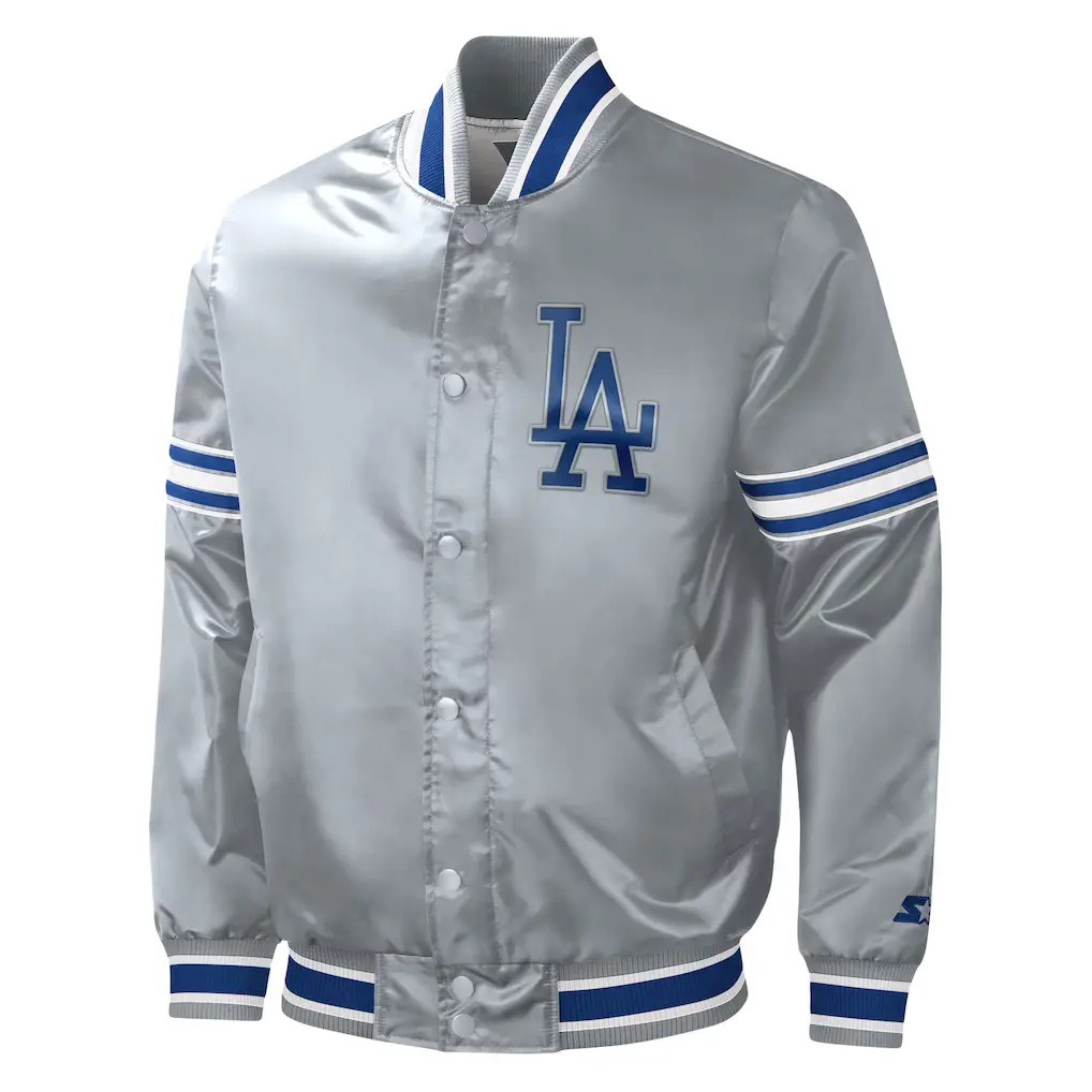 Los Angeles Dodgers Gray Slider Satin Varsity Jacket
