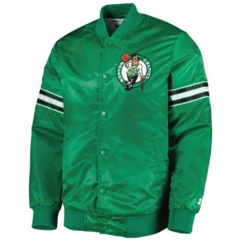Kelly Green Boston Celtics Satin Varsity Jacket