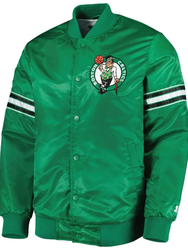 Kelly Green Boston Celtics Satin Varsity Jacket