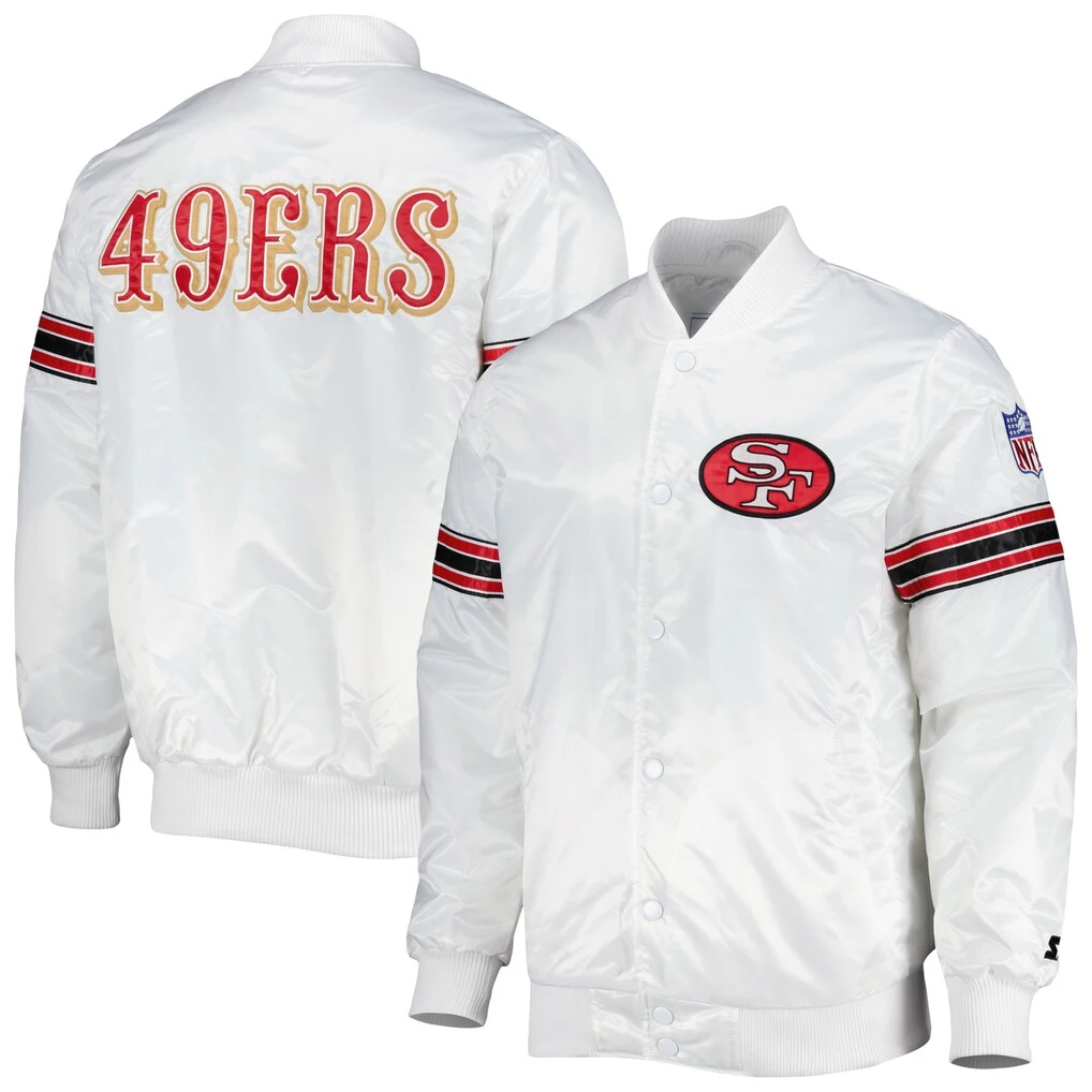 White San Francisco 49ers Varsity Jacket White San Francisco 49ers Varsity Jacket