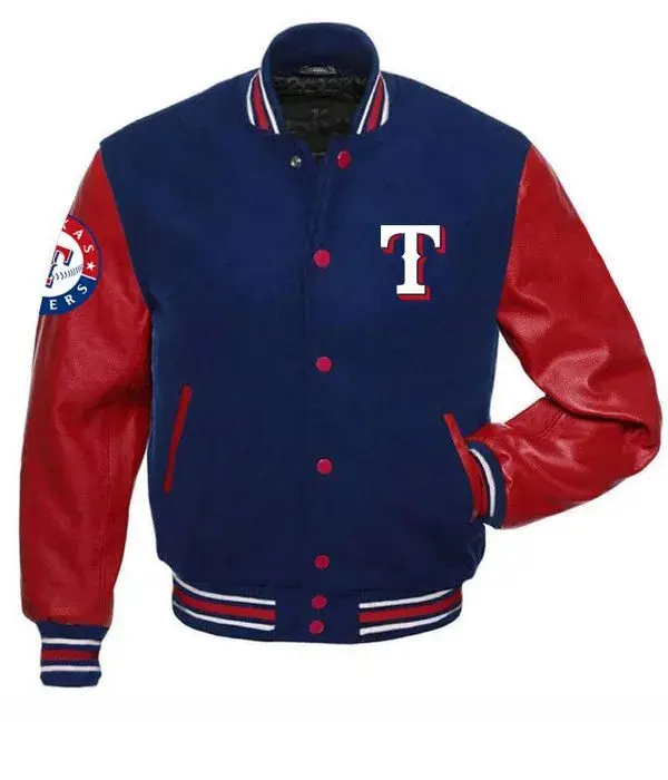 Texas Rangers Letterman Jacket Red Blue Varsity