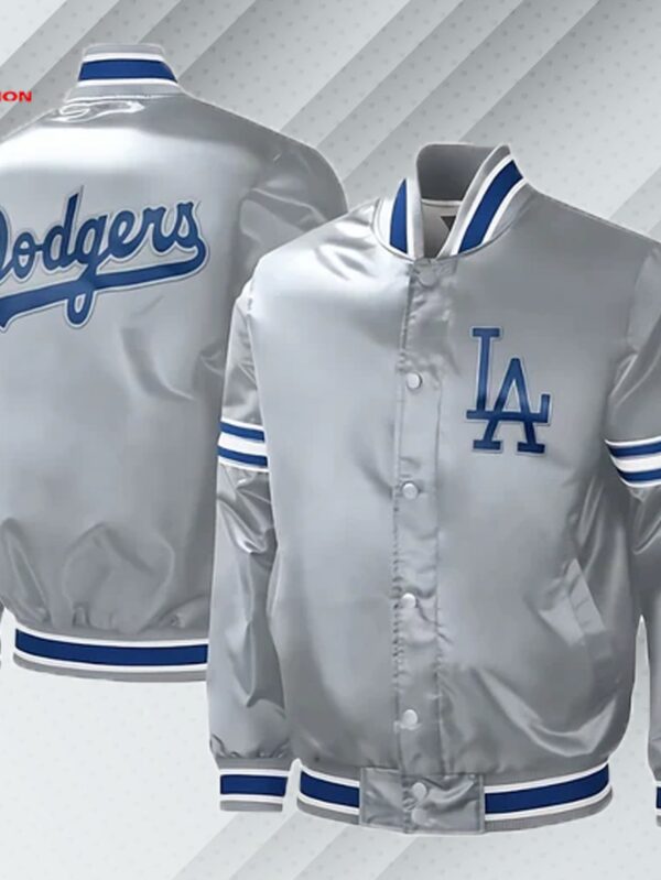 Los Angeles Dodgers Gray Slider Satin Varsity Jacket