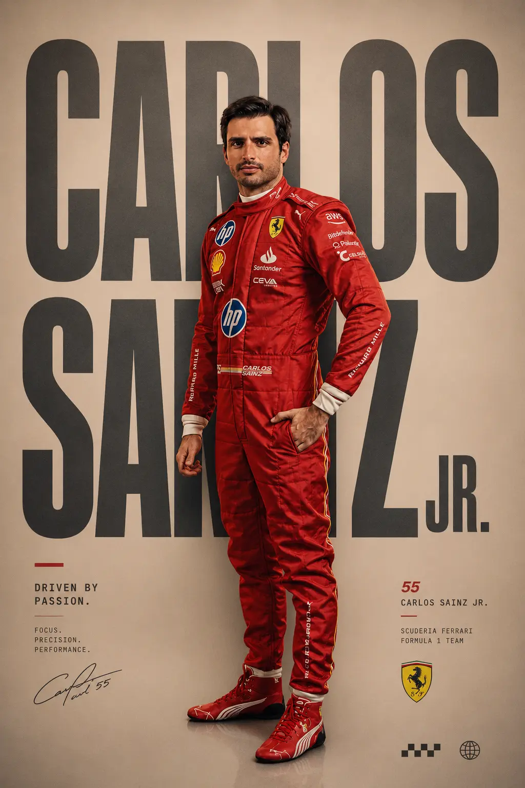 2024 Carlos Sainz Jr. Ferrari F1 Race Suit Las – Vegas GP 2024 Carlos Sainz Jr. Ferrari F1 Race Suit Las – Vegas GP