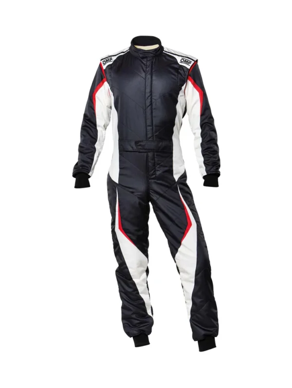 Black White OMP Tecnica Evo Racing Costume