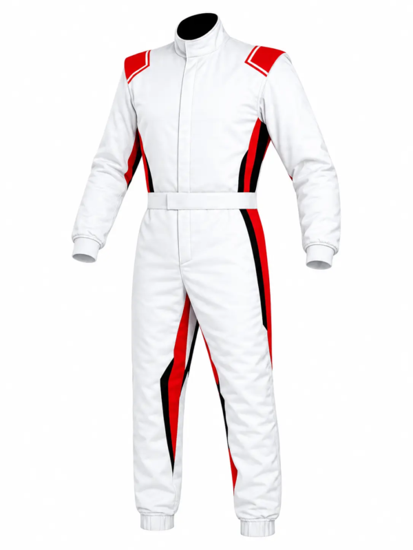 Custom White and Red Go-Kart Race Suit